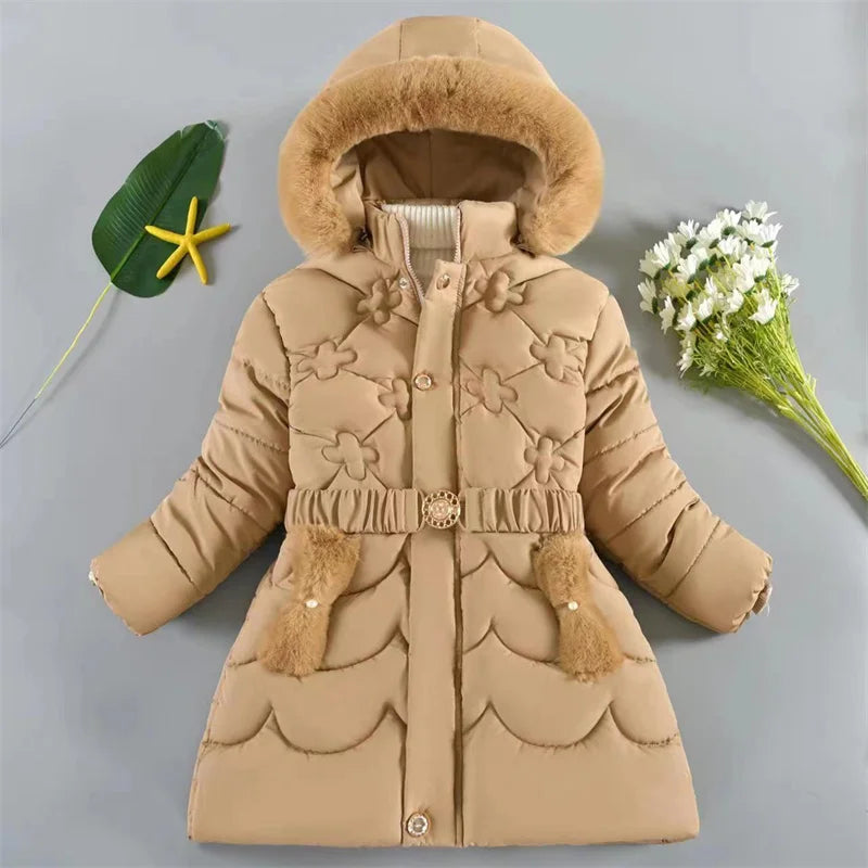 4-10Y Kids Outerwear Coats Winter Girls Boys down Jacket Thicken Hooded Warm Baby Girls Parkas Jackets Embroidery Girls Clothing