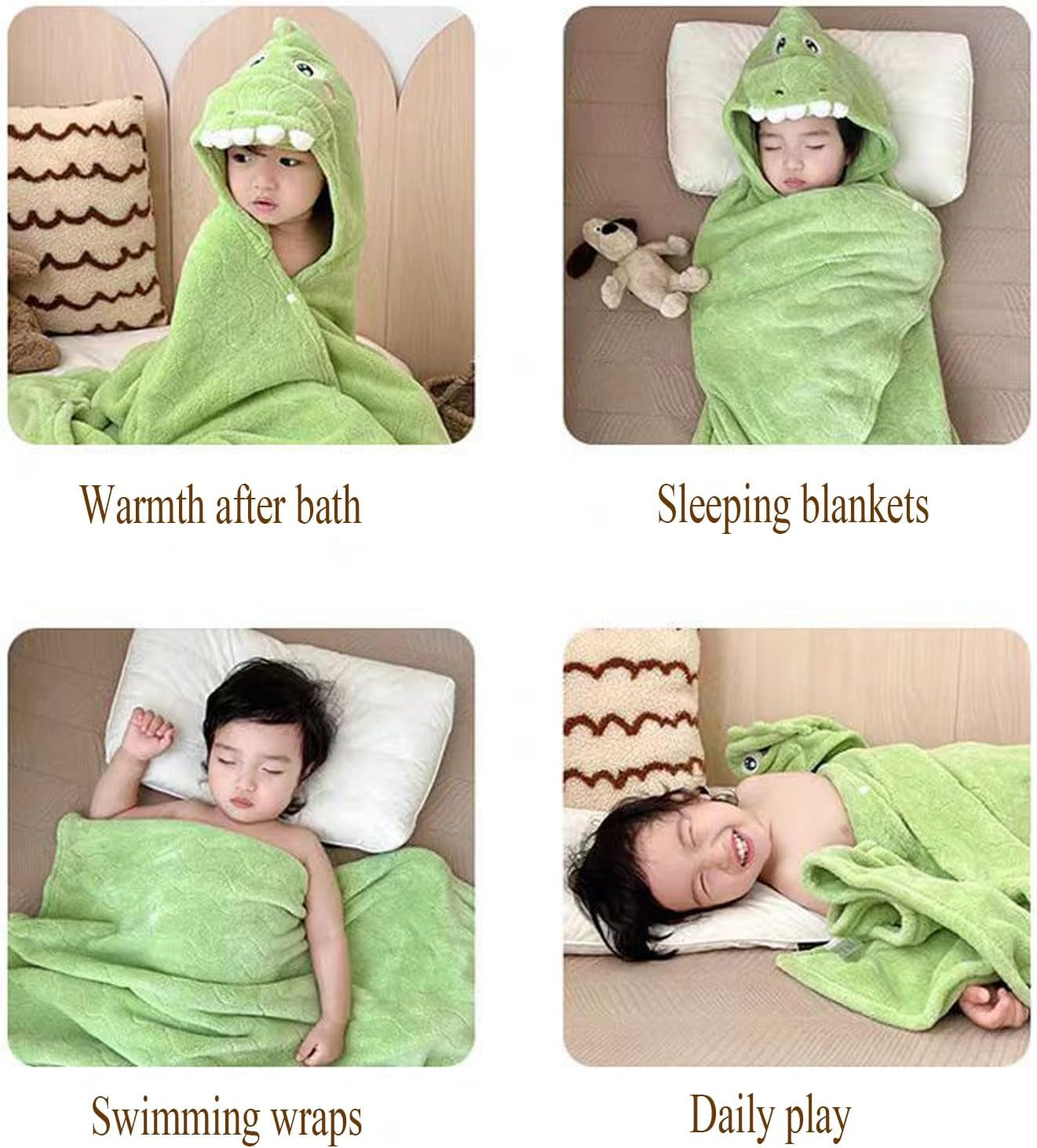 Hooded Baby Towel, Baby Towels Newborn, Baby Bath Towel with Hood, Baby Bath Towels Wrap, Blanket for Baby, Baby Beach Towel, Hooded Bath Towels for Boy and Girl, Newborn (Green-L)