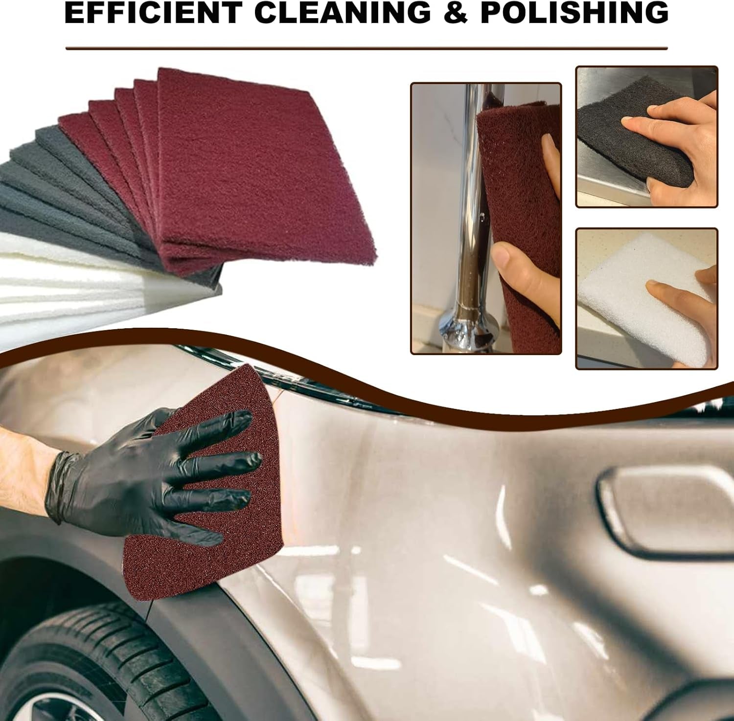 15 Pack 6" X 9" Hand Pads Set- Coarse Medium Fine Purpose Scuff Pads, Scuffing, Scouring, Sanding, Paint Primer Prep Adhesion Scratch - Surface Preparation Automotive Car Auto Body Woodworking