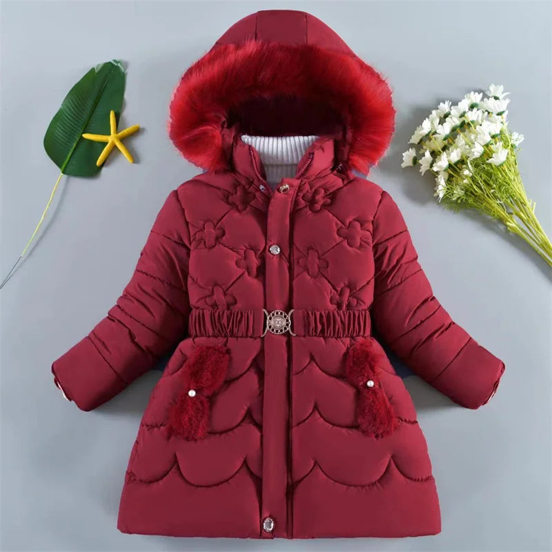 4-10Y Kids Outerwear Coats Winter Girls Boys down Jacket Thicken Hooded Warm Baby Girls Parkas Jackets Embroidery Girls Clothing