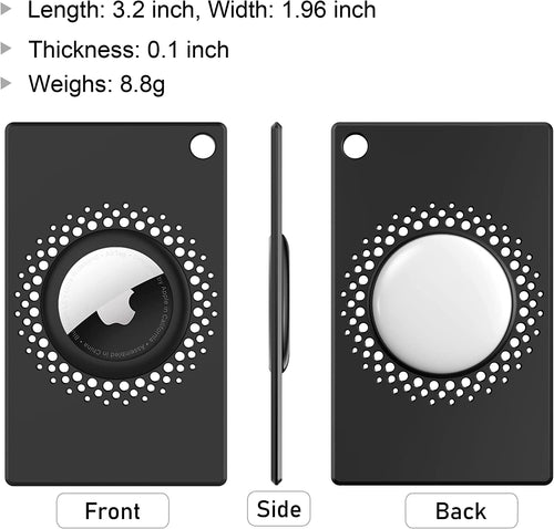 2 Pcs for Airtag Wallet Holder, Card Case for Airtags Credit Card Size with Keychain, Slim Safety Anti-Lost for Purse, Backpack, Handbag, Clutch (Black)