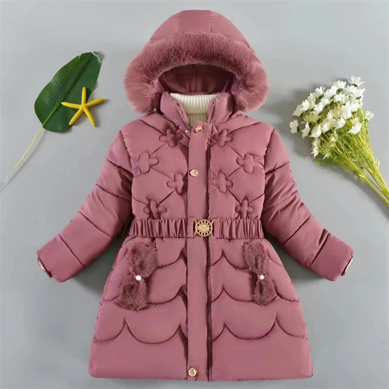 4-10Y Kids Outerwear Coats Winter Girls Boys down Jacket Thicken Hooded Warm Baby Girls Parkas Jackets Embroidery Girls Clothing