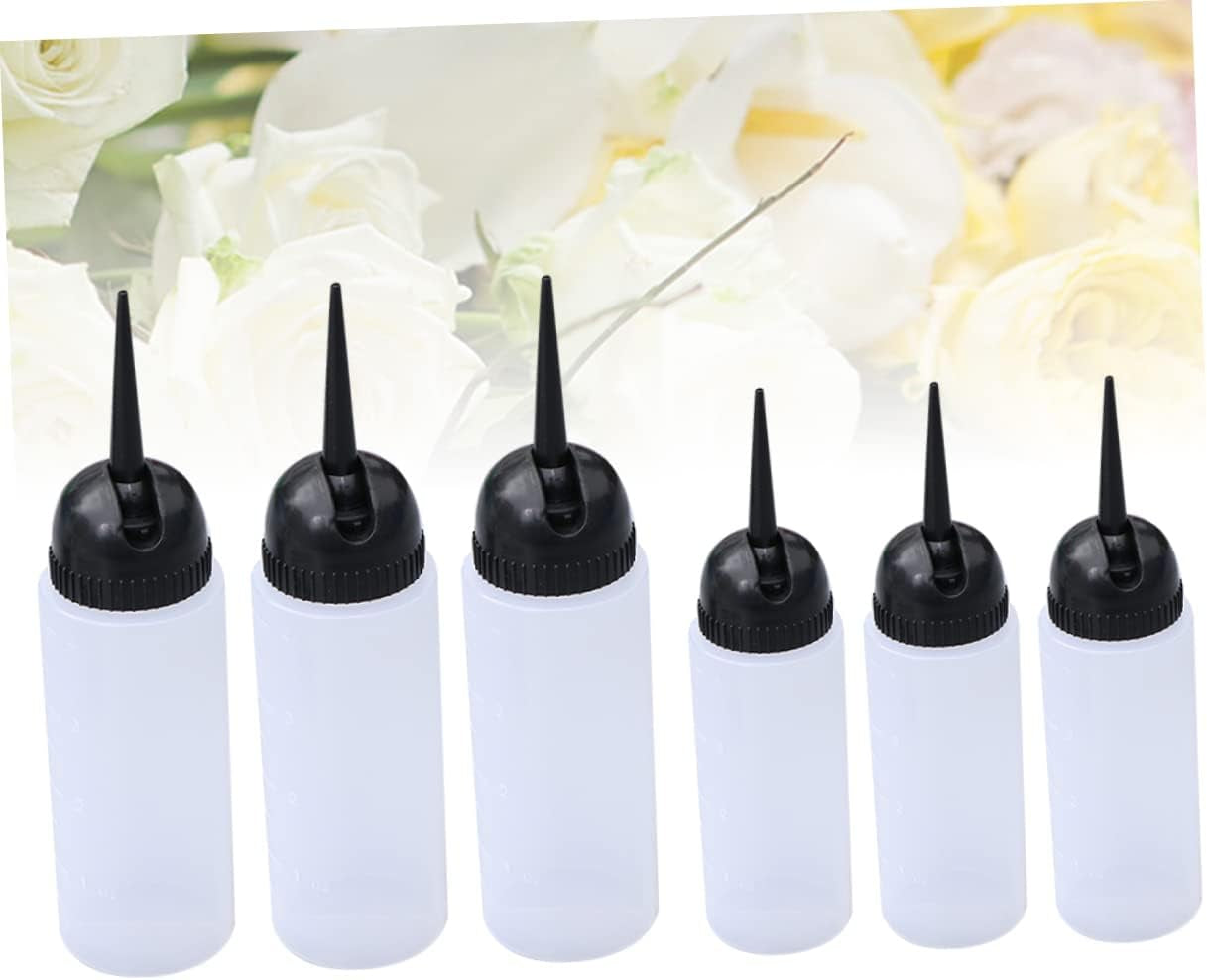 Professional Hair Dye Bottles 6Pcs Plastic Hair Coloring Containers Pointed Nozzles for Salon Use Easy to Fill and Clean