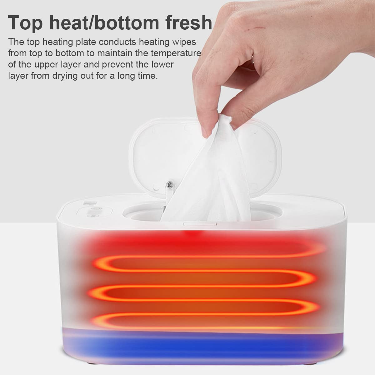 USB Baby Wipe Warmer 3 Mode 40-60 °C Adjustable Baby Wipe Warmer Dispenser Portable Smart Wet Wipes Warmer Large Capacity Baby Wipe Heater for Kids Car Home Travel Baby Nursery(White)