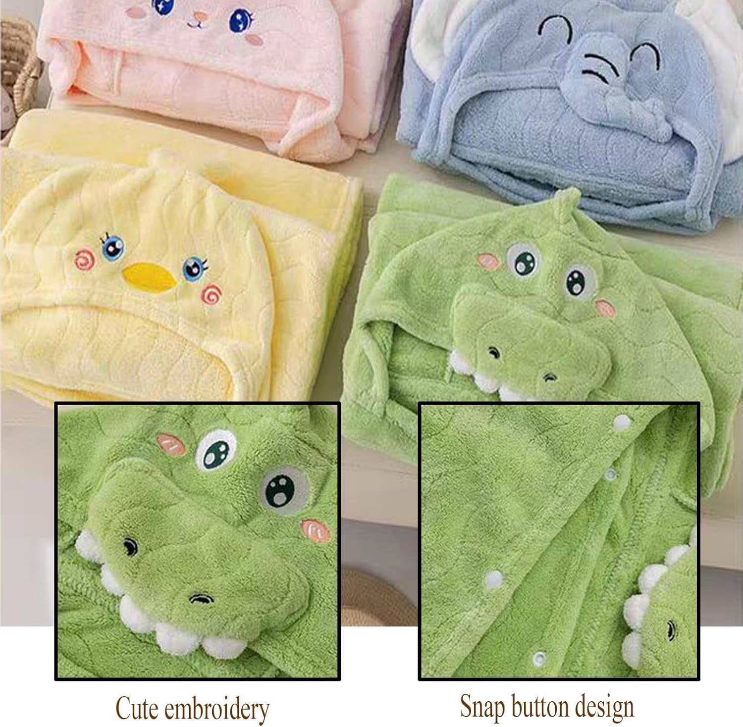 Hooded Baby Towel, Baby Towels Newborn, Baby Bath Towel with Hood, Baby Bath Towels Wrap, Blanket for Baby, Baby Beach Towel, Hooded Bath Towels for Boy and Girl, Newborn (Green-L)