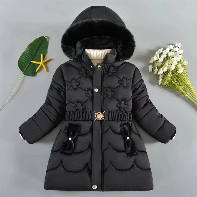 4-10Y Kids Outerwear Coats Winter Girls Boys down Jacket Thicken Hooded Warm Baby Girls Parkas Jackets Embroidery Girls Clothing