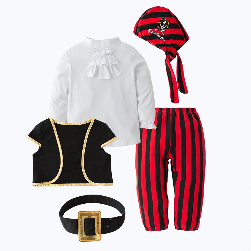 Pirate Captain Cosplay Costume Baby Romper Boys Bodysuits Christmas Fancy Clothes Halloween Costumes Kids Children Jumpsuits