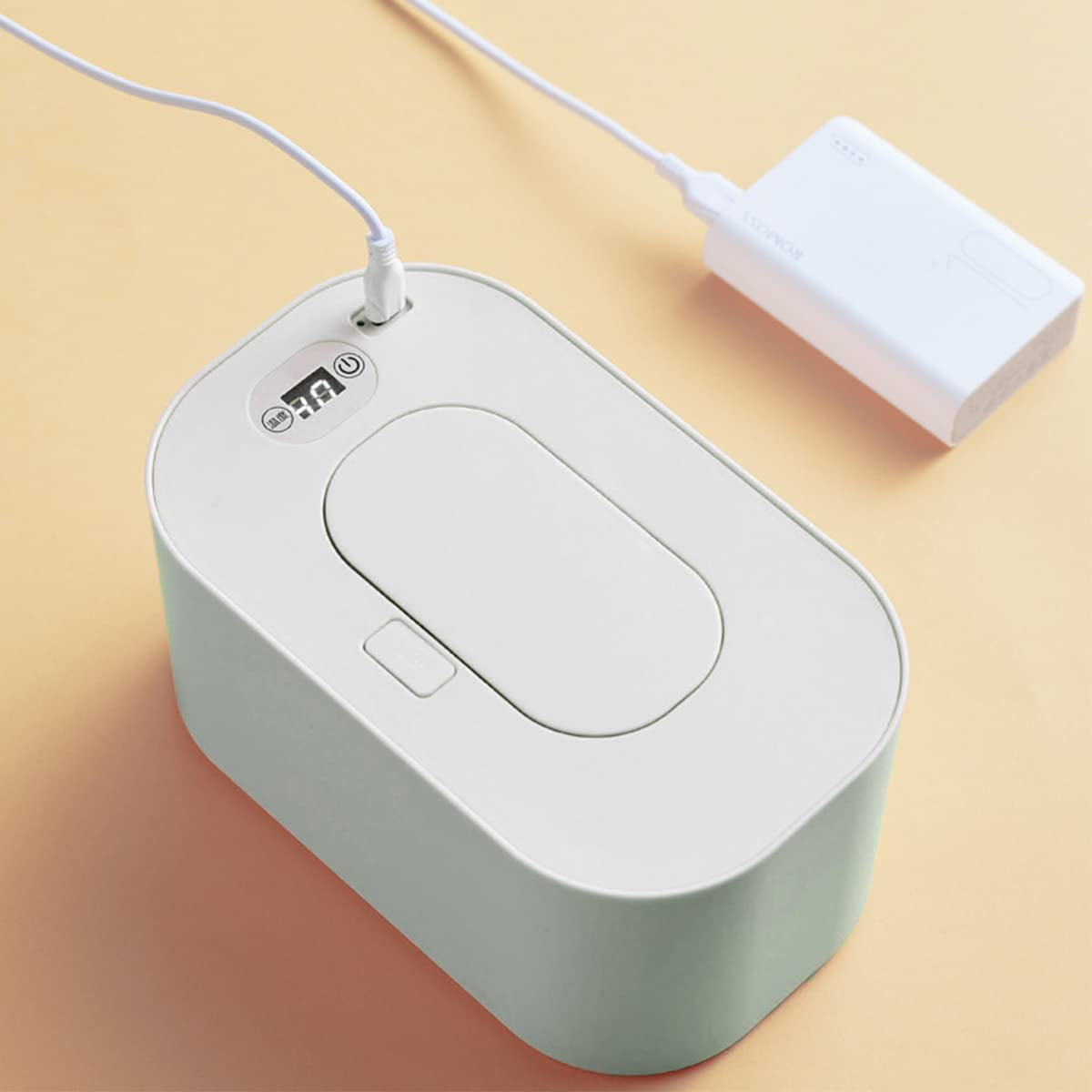 USB Baby Wipe Warmer 3 Mode 40-60 °C Adjustable Baby Wipe Warmer Dispenser Portable Smart Wet Wipes Warmer Large Capacity Baby Wipe Heater for Kids Car Home Travel Baby Nursery(White)