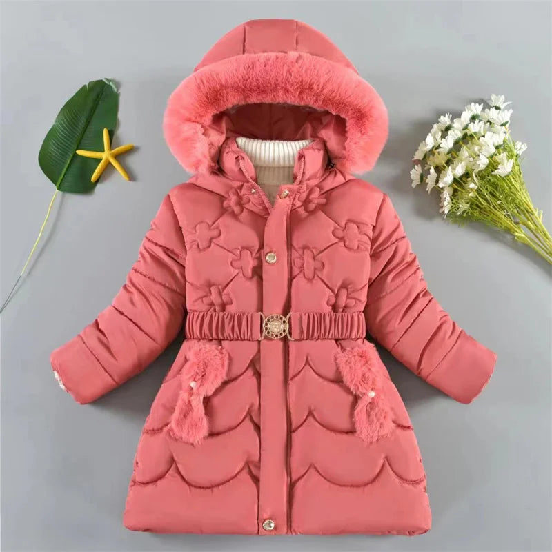 4-10Y Kids Outerwear Coats Winter Girls Boys down Jacket Thicken Hooded Warm Baby Girls Parkas Jackets Embroidery Girls Clothing
