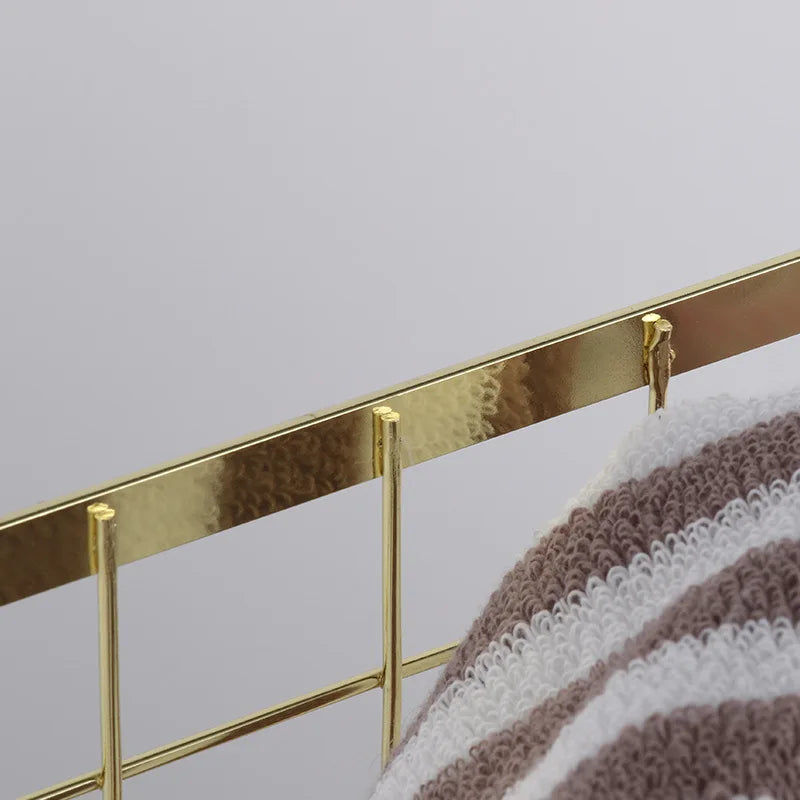 Creative Modern Nordic Style with Handle Gold Household Simple Storage Basket Rose Gold Household Iron Laundry Rack LB93013 Lid