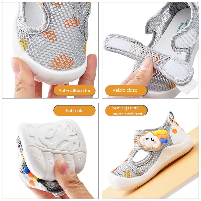 For Child 1-3Y Baby Walking Shoes Kids Mesh Sandal Boys Girl Unisex Summer Shoes with Rubber Sole First-Walker Shoes