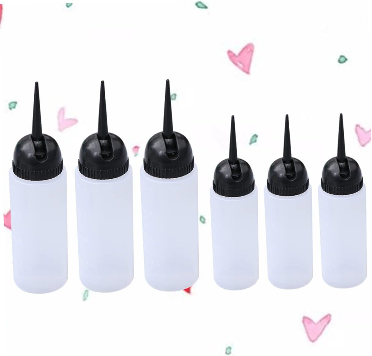 Professional Hair Dye Bottles 6Pcs Plastic Hair Coloring Containers Pointed Nozzles for Salon Use Easy to Fill and Clean