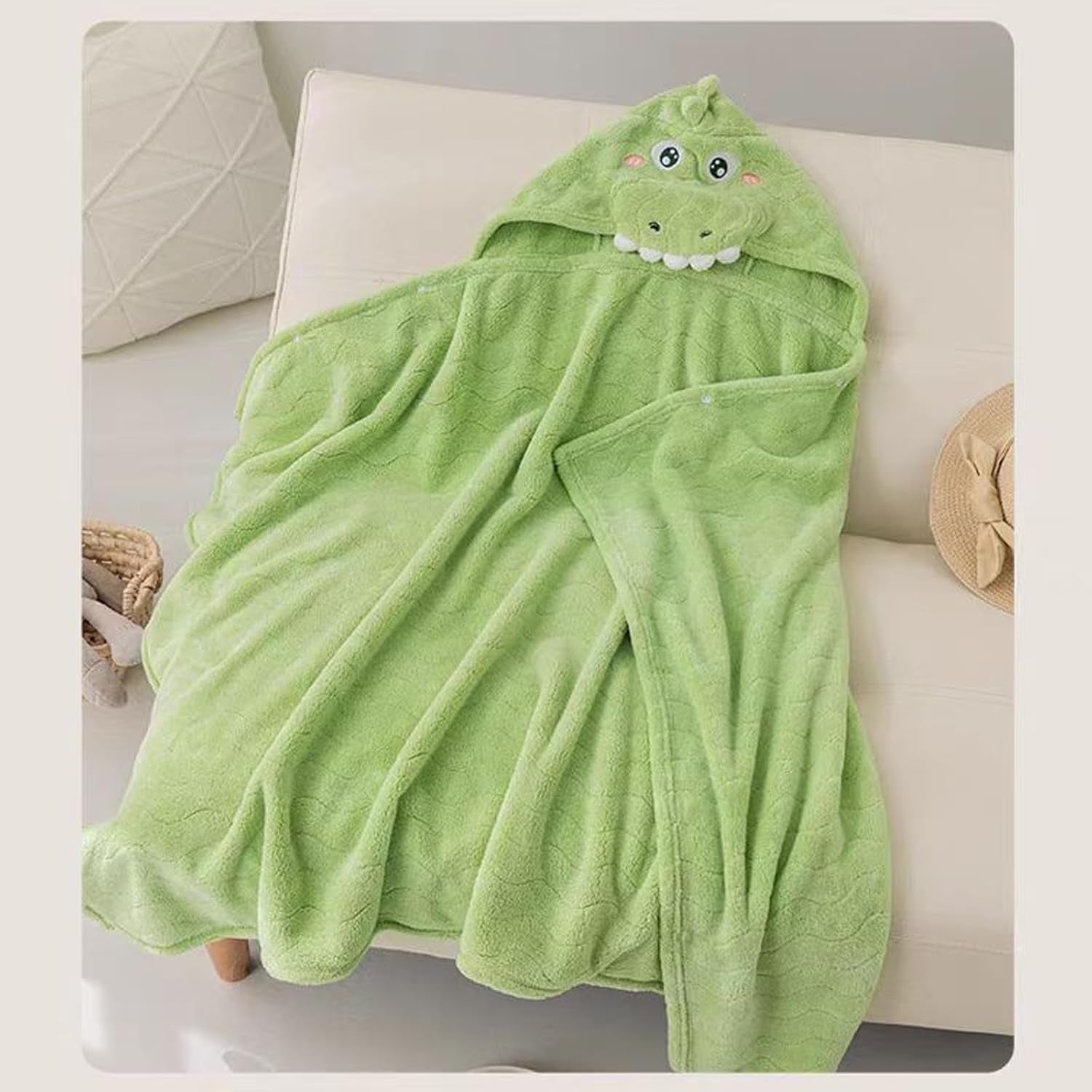 Hooded Baby Towel, Baby Towels Newborn, Baby Bath Towel with Hood, Baby Bath Towels Wrap, Blanket for Baby, Baby Beach Towel, Hooded Bath Towels for Boy and Girl, Newborn (Green-L)