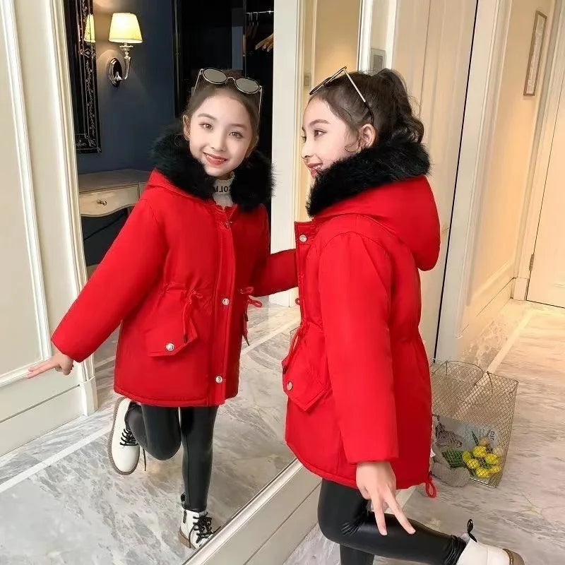 4-10Y Kids Outerwear Coats Winter Girls Boys down Jacket Thicken Hooded Warm Baby Girls Parkas Jackets Embroidery Girls Clothing