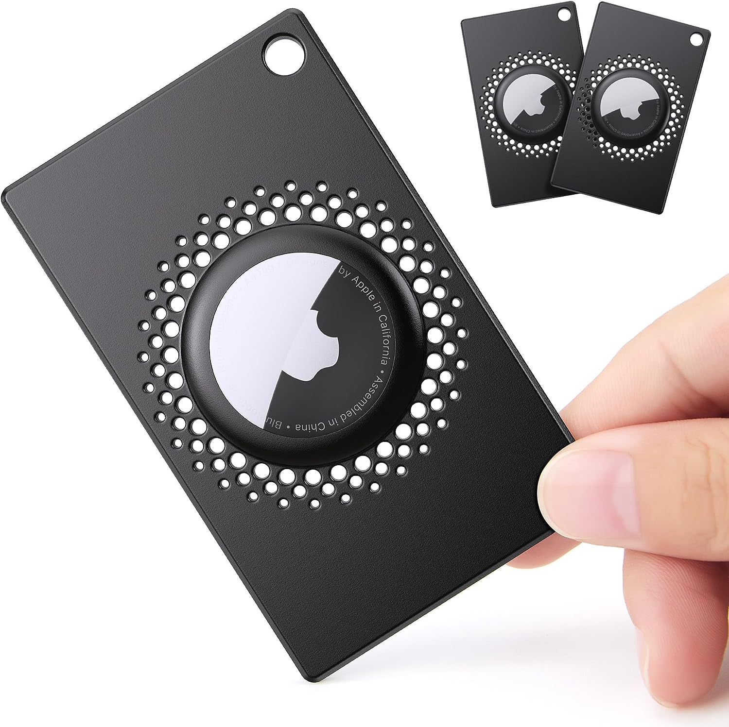 2 Pcs for Airtag Wallet Holder, Card Case for Airtags Credit Card Size with Keychain, Slim Safety Anti-Lost for Purse, Backpack, Handbag, Clutch (Black)