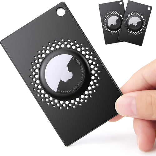 2 Pcs for Airtag Wallet Holder, Card Case for Airtags Credit Card Size with Keychain, Slim Safety Anti-Lost for Purse, Backpack, Handbag, Clutch (Black)