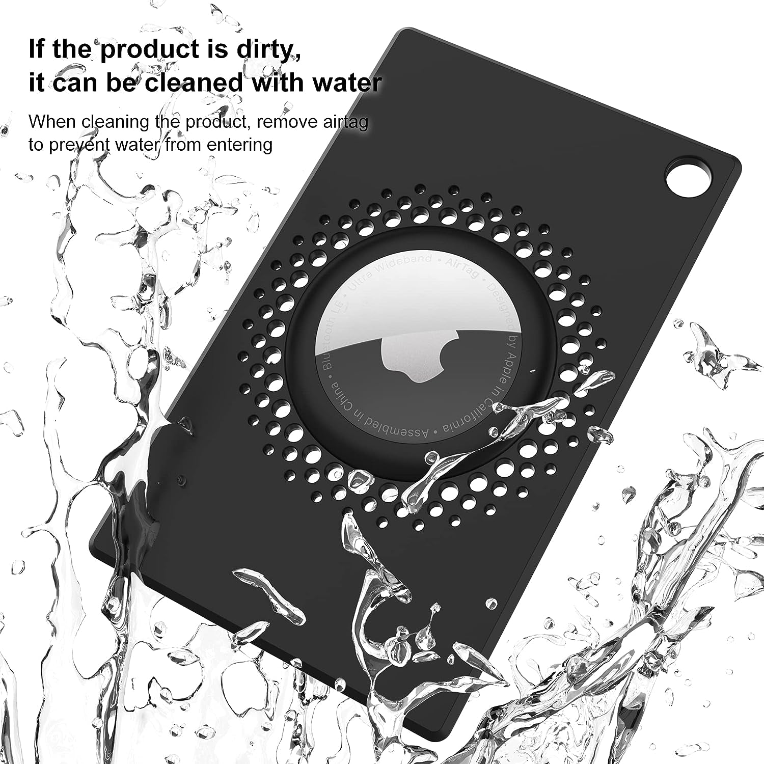 2 Pcs for Airtag Wallet Holder, Card Case for Airtags Credit Card Size with Keychain, Slim Safety Anti-Lost for Purse, Backpack, Handbag, Clutch (Black)