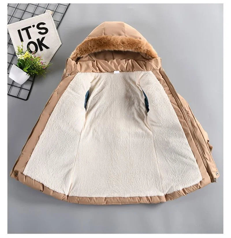 4-10Y Kids Outerwear Coats Winter Girls Boys down Jacket Thicken Hooded Warm Baby Girls Parkas Jackets Embroidery Girls Clothing