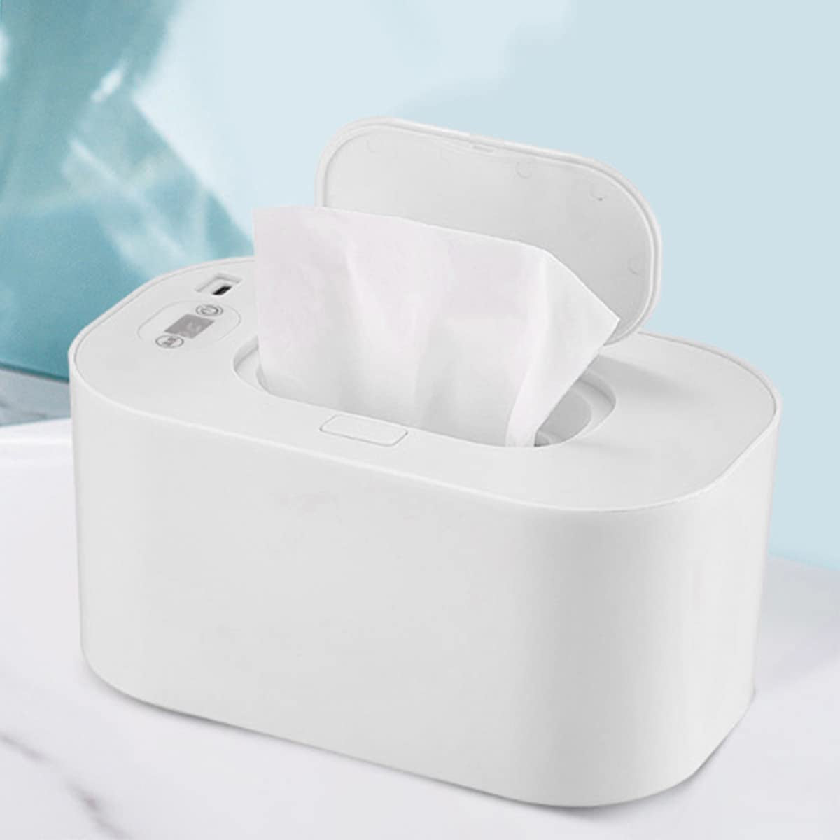USB Baby Wipe Warmer 3 Mode 40-60 °C Adjustable Baby Wipe Warmer Dispenser Portable Smart Wet Wipes Warmer Large Capacity Baby Wipe Heater for Kids Car Home Travel Baby Nursery(White)