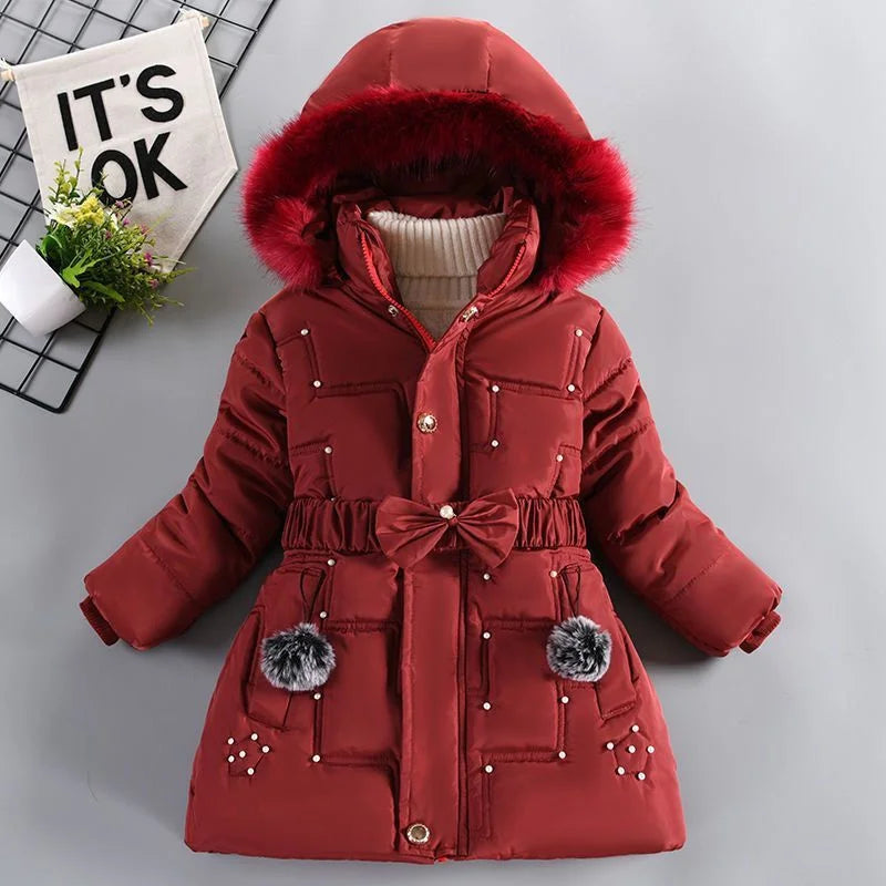 4-10Y Kids Outerwear Coats Winter Girls Boys down Jacket Thicken Hooded Warm Baby Girls Parkas Jackets Embroidery Girls Clothing