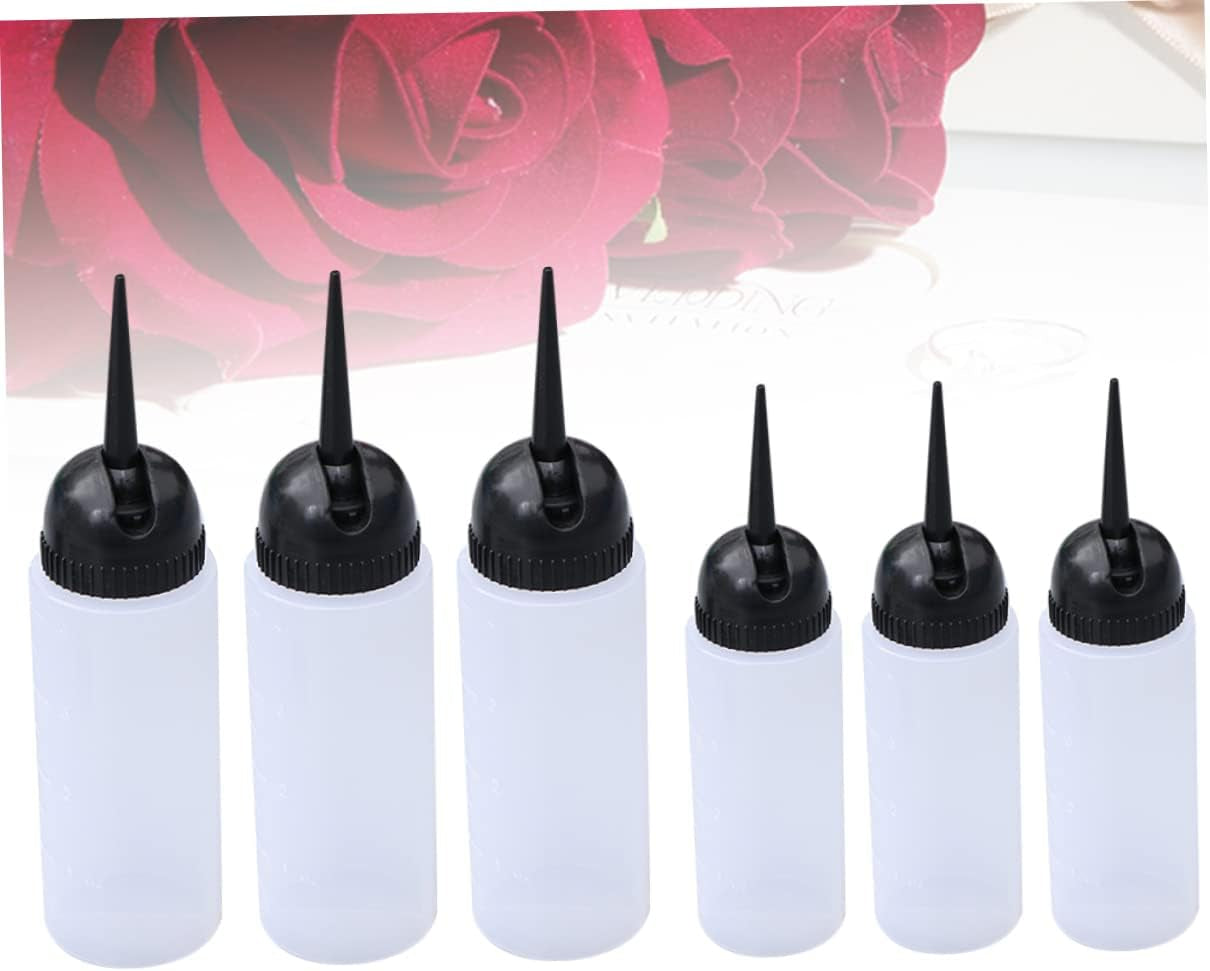 Professional Hair Dye Bottles 6Pcs Plastic Hair Coloring Containers Pointed Nozzles for Salon Use Easy to Fill and Clean