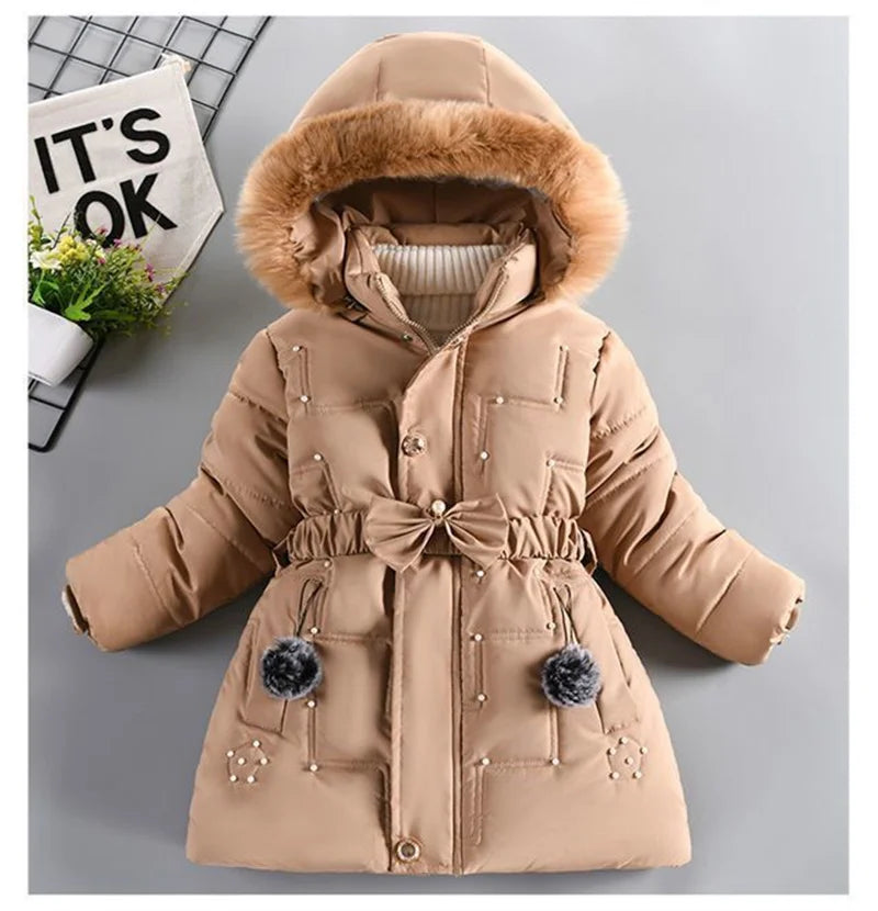 4-10Y Kids Outerwear Coats Winter Girls Boys down Jacket Thicken Hooded Warm Baby Girls Parkas Jackets Embroidery Girls Clothing