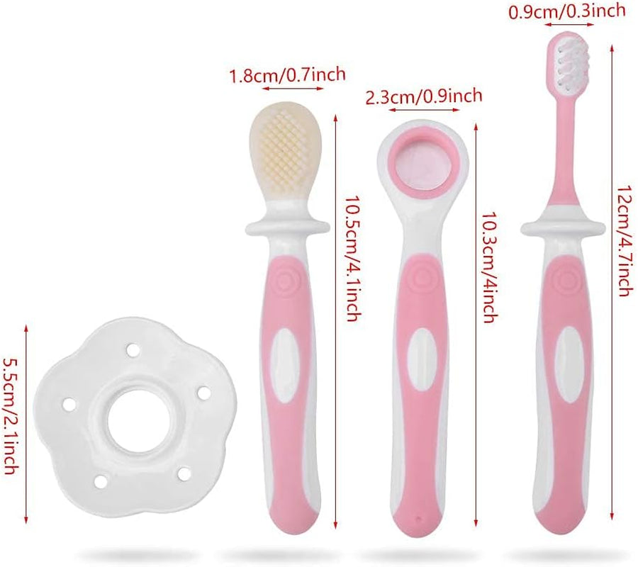 3Pcs Baby Toothbrush Baby Tongue Cleaner Oral Care Set Care for 0-36 Month Baby, BPA Free()