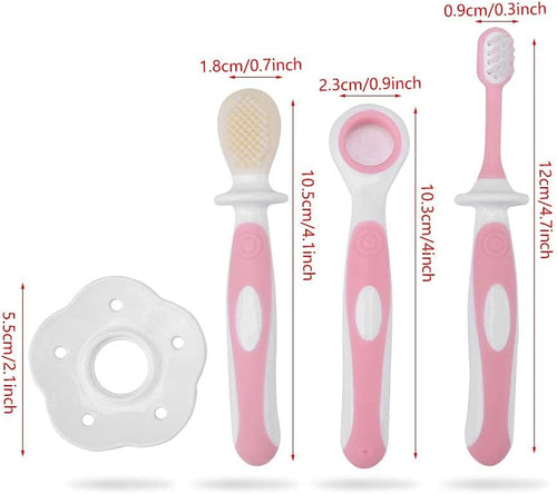 3Pcs Baby Toothbrush Baby Tongue Cleaner Oral Care Set Care for 0-36 Month Baby, BPA Free()