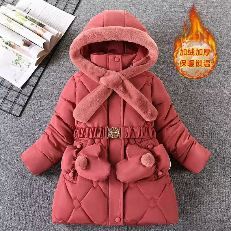 4-10Y Kids Outerwear Coats Winter Girls Boys down Jacket Thicken Hooded Warm Baby Girls Parkas Jackets Embroidery Girls Clothing
