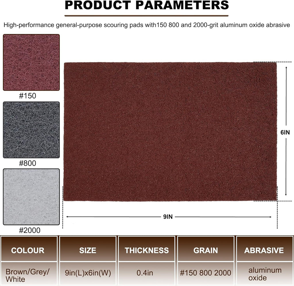 15 Pack 6" X 9" Hand Pads Set- Coarse Medium Fine Purpose Scuff Pads, Scuffing, Scouring, Sanding, Paint Primer Prep Adhesion Scratch - Surface Preparation Automotive Car Auto Body Woodworking